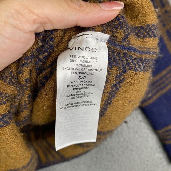 Vince Sweater Womens Small Plaid Wool Cashmere Blend Pullover Turtleneck - Picture 13 of 14